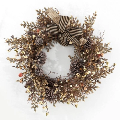 Safavieh Faux 31 Inch Berry & Pine Cone Wreath W/ Bow