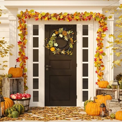 Safavieh Faux 24 Inch Oak Leak Wreath W/ Pumpkins
