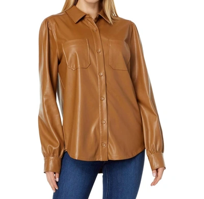 Paige Mattie Shacket - Vegan Leather In Toffee Bronze In Multi