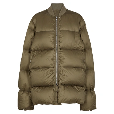Rick Owens Flight Olive Quilted Shell Coat In Green