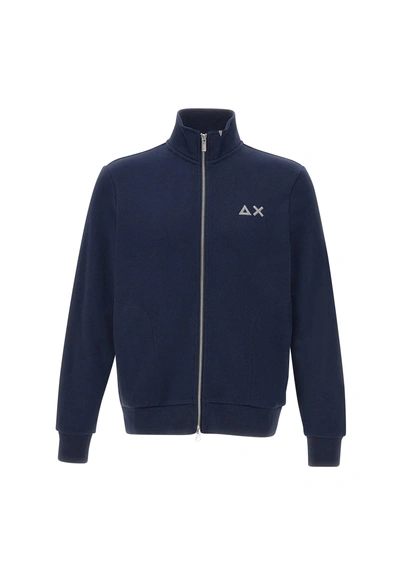 Sun 68 Cotton Sweatshirt In Navy Blue