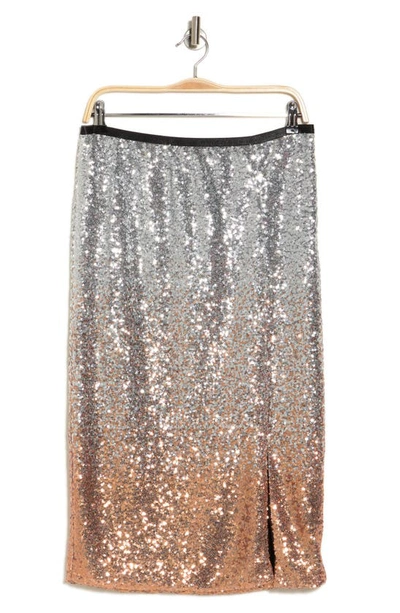 Jaclyn Smith Ombré Sequin Skirt In Silver/ Rose Gold