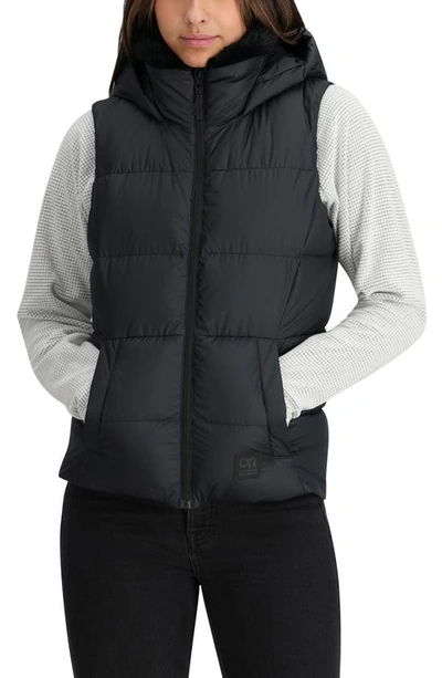 Outdoor Research Coldfront Ii Hooded 700 Fill Power Down Puffer Vest In Black