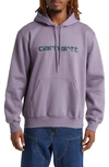 Carhartt Logo Embroidered Hoodie In Purple / Discovery Green