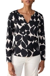 Sanctuary Print Split Neck Knit Top In Shadow Leaf