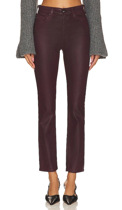 Ag Mari Slim Straight Coated Jeans In Leatherette Pinot Noir