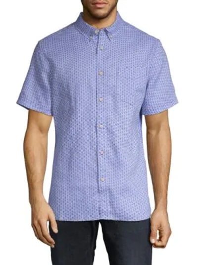 Surfsidesupply Printed Linen Button-down Shirt In Blue