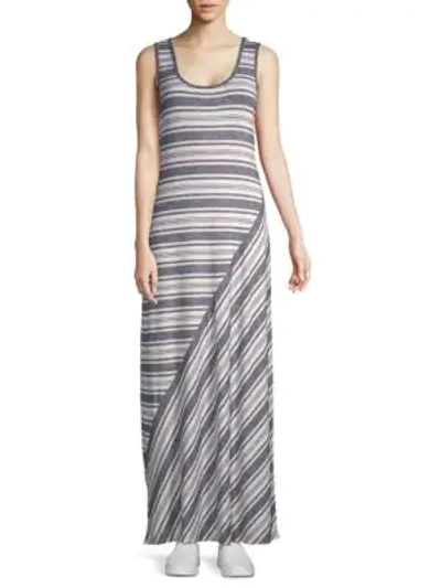 Max Studio Sleeveless Striped Maxi Dress In Blue Multi