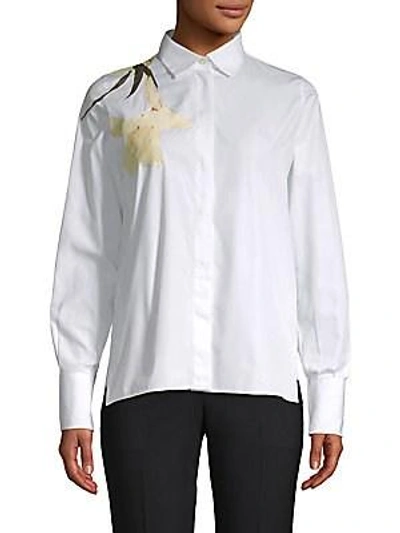 Valentino Floral Cotton Button-down Shirt In White