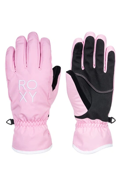 Roxy Freshfield Water Repellent Ski Gloves In Pink Frosting