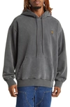 Carhartt Vista Logo Patch Hoodie In Vulcan Garment Dyed
