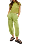 Free People Free-est Freya Short Sleeve Sweater & Pants Set In Peridot Combo