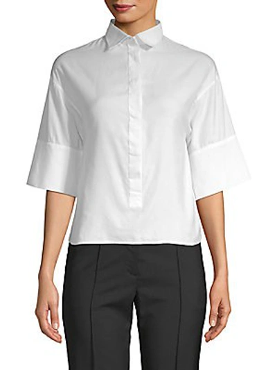 Valentino Elbow-sleeve Cotton Top In White