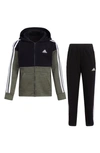 Adidas Originals Kids' Microfleece Zip Hoodie & Pants Set In Black