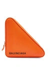 Balenciaga - Triangle Pochette M Leather Clutch - Womens - Orange