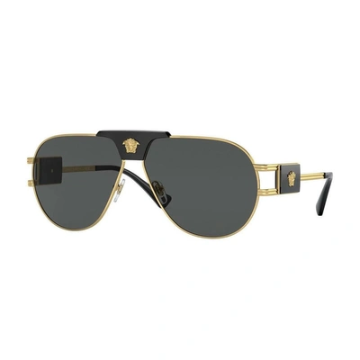 Versace Womens Gold Ve2252 Aviator-frame Steel Sunglasses In 100287 Gold