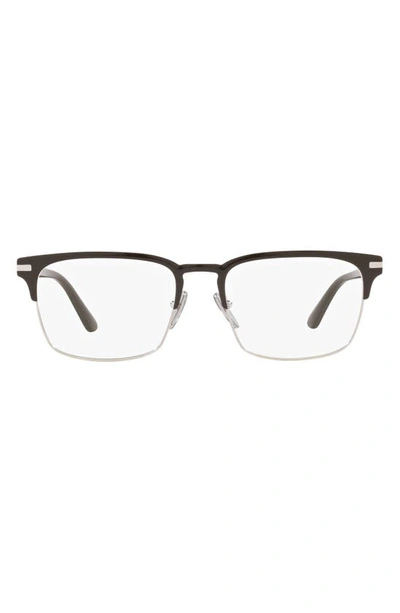 Prada 55mm Square Optical Glasses In Silver