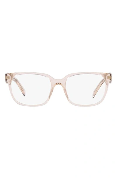 Prada 52mm Rectangular Optical Glasses In Pink