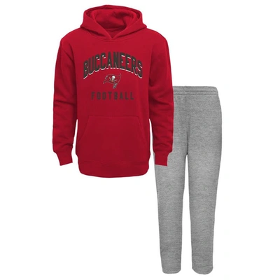 Outerstuff Kids' Youth Red/heather Gray Tampa Bay Buccaneers Play By Play Lightweight Pullover Hoodie & Fleece Pant S In Red,heather Gray
