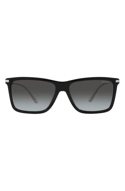 Prada 59mm Gradient Square Sunglasses In Black