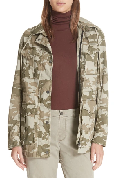 Atm Anthony Thomas Melillo Field Camo Zip-front Utility Jacket With Stowaway Hood In Army Camo