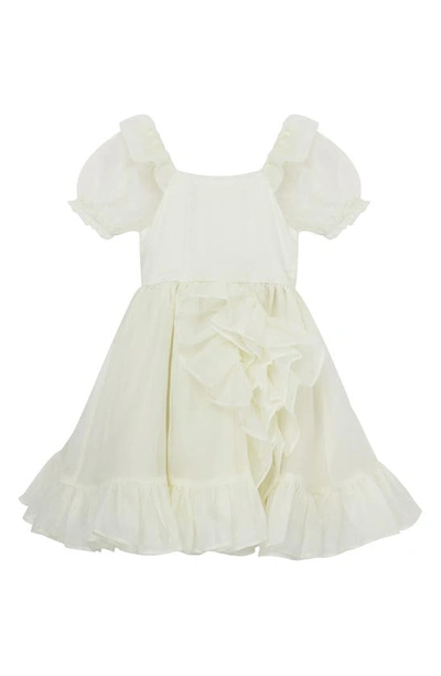 Habitual Kids' Waterfall Ruffle Organza Party Dress In Off-white