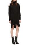 Allsaints Cecily Turtleneck Sweater Dress In Black