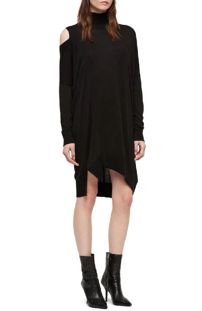Allsaints Cecily Turtleneck Sweater Dress In Black