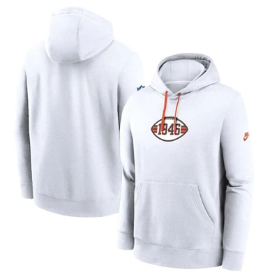 Nike White Cleveland Browns 2023 Sideline Club Alternate Tri-blend Pullover Hoodie