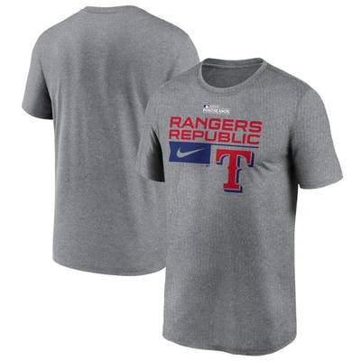 Nike Heather Charcoal Texas Rangers 2023 Postseason Legend Performance T-shirt
