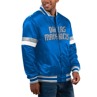 Starter Blue Dallas Mavericks Home Game Satin Full-snap Varsity Jacket