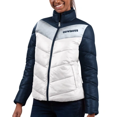 G-iii 4her By Carl Banks Women's  White, Navy Dallas Cowboys New Star Quilted Full-zip Jacket In White,navy
