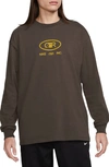 Nike Sportswear Air Oversize Long Sleeve Graphic T-shirt In Baroque Brown