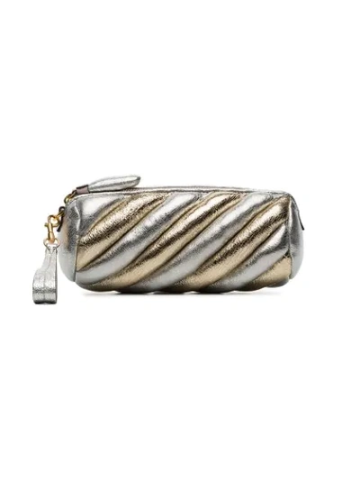 Anya Hindmarch Silver And Gold Metallic Marshmallow Leather Clutch