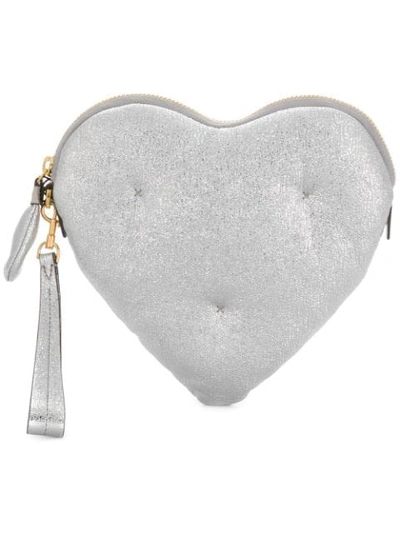Anya Hindmarch Chubby Heart Clutch Bag In Silver