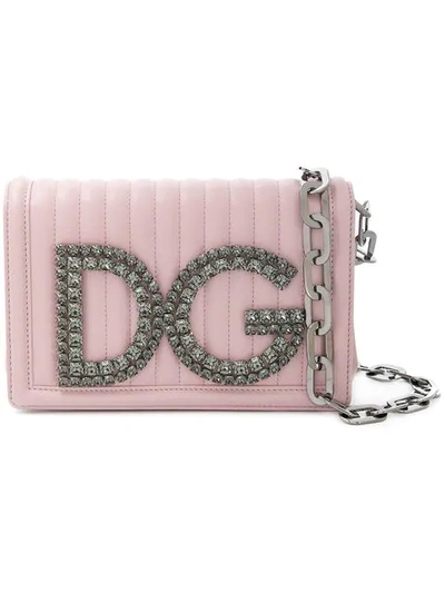 Dolce & Gabbana Dg Girls Leather Shoulder Bag In Rosa Carne 2