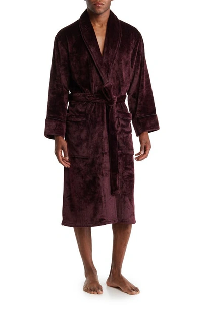 Daniel Buchler Plush Heathered Fleece Robe In Wine