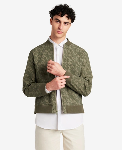 Kenneth Cole Printed Water-resistant Bomber Jacket In Green