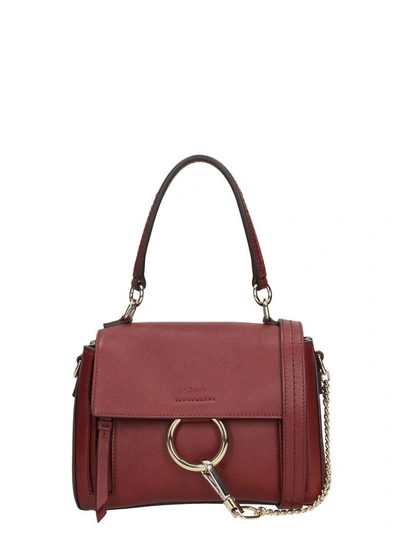 Chloé Faye Day Small Burgundy Leather Shoulder Bag In Bordeaux