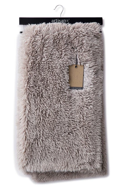 Artisan 34 Shaggy Faux Fur Throw Blanket In Taupe