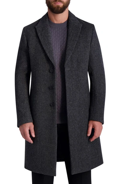 Karl Lagerfeld Wool Blend Coat In Charcoal