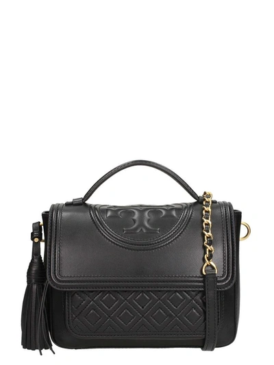 Tory Burch "fleming Satchel" In Black Color Leather