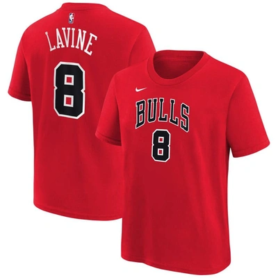 Nike Kids' Youth Zach Lavine Red Chicago Bulls Icon Name & Number T-shirt