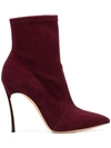 Casadei Blade Burgundy Suede Ankle Boots In Marsala