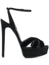 Casadei Black Velvet Black Plateau Sandals