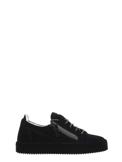 Giuseppe Zanotti Black Velvet Low Sneakers