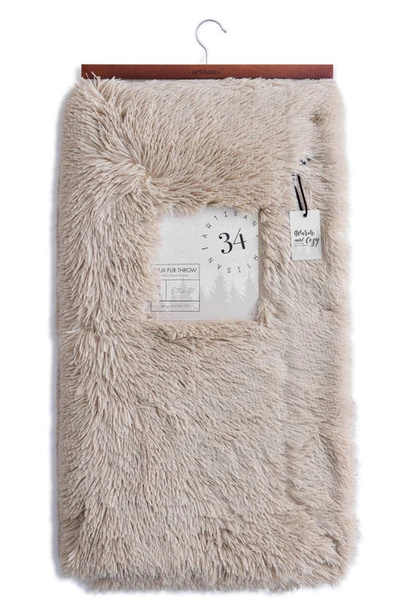 Artisan 34 High Pile Faux Fur Throw Blanket In Taupe