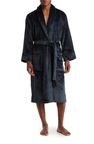 Daniel Buchler Plush Heathered Fleece Robe In Black