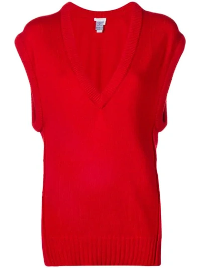 Chloé V-neck Loose Knitted Top In Red