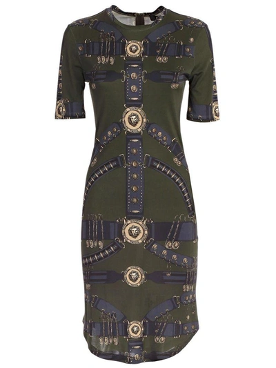 Versus Versace Bodycon Printed Dress In Military